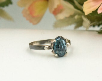 Kyanite Blue Cut Gemstone Ring Sterling Silver 925
