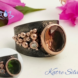 Diaspore Custom Design Ring, Sterling Silver Ring, Art Deco Ring, Custom Ring, Designer Ring, Color Changing Ring, Gift for Her