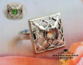 Handmade 925 Silver Diaspore Color Changing Ring: Turkish Statement Ring