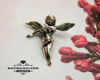 Sterling Silver Guardian Angel Charm: Handmade Angel Pendant Necklace