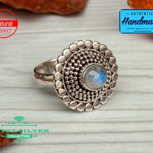 Handmade Sterling Silver Moonstone Ring: Designer Gemstone Jewelry