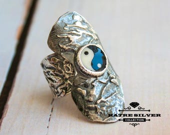 Handmade Sterling Silver Yin Yang Ring: Adjustable Statement Jewelry
