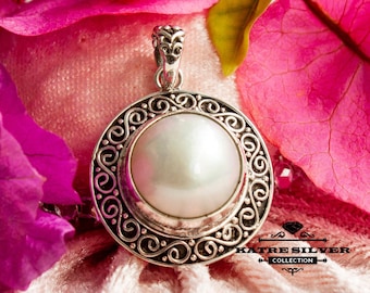 Handmade Bali Sterling Silver Mother of Pearl Pendant