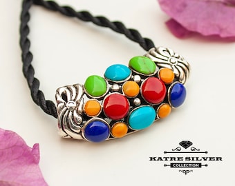 Vintage Multistone Pendant, Multicolor Pendant, Multicolor Necklace, Colorful Pendant, Multicolor Jewelry, One of a Kind, Handmade Pendant