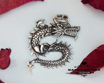 925 Solid Sterling Silver Charm Fantasy Dragon Gothic Pendant Jewelry Gift, Silver Dragon, Dragon Gift, Sterling Dragon, Silver Dragon Charm