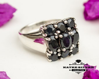 Unique Vintage Genuine Sapphire Ring, Handmade Ring, Statement Ring, Genuine Sapphire, Sapphire Silver Ring, Ladies Ring, Gift Ring,Sapphire