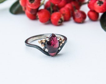 Handmade Sterling Silver Red Ruby Ring: Minimalist Promise Jewelry
