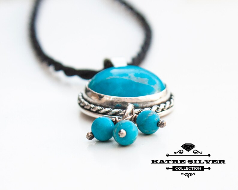 Handmade Sterling Silver Turquoise Pendant Necklace With Dangles - Etsy