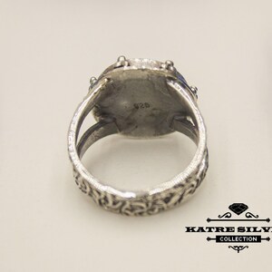 Handgemaakte ring met koraalsteeninleg: 925 sterling zilveren boho-sieraden afbeelding 9