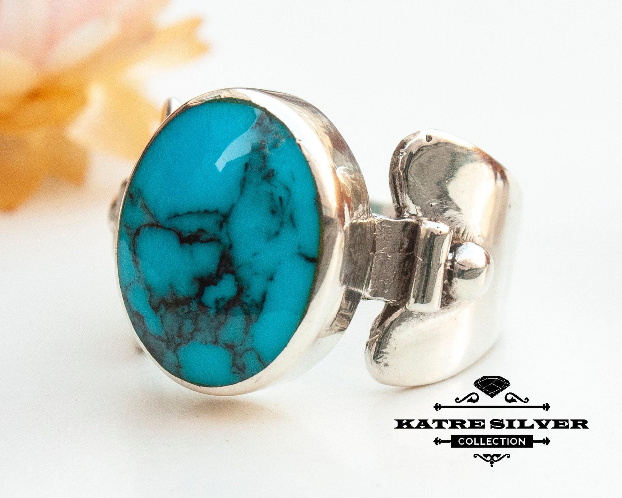 Handmade Sterling Silver Raw Turquoise Statement Ring - Etsy