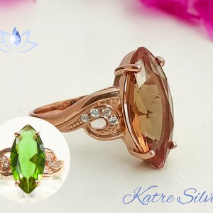 Rose Gold Vintage Ring, Marquise Engagement Ring, Marquise Ring, Art Deco Ring, Diaspore Ring, Vintage Engagement Ring