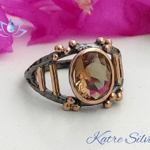 Handmade 925 Sterling Silver Diaspore Ring - Statement Rose Ring