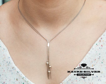Sterling Silver Mini Tassel Necklace: Handmade Boho Pendant