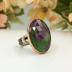 Ruby Zoisite Sterling Silver Rings, Meditation Jewelry 925k Sterling Silver Rings