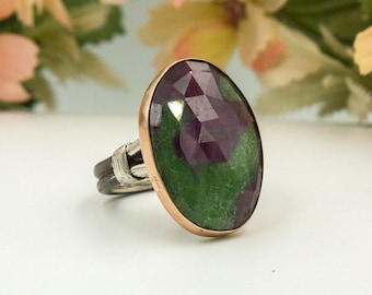 Rubin Zoisit Silber Ring: Handgemachter Meditations Schmuck