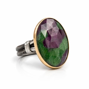 Ruby Zoisite Ring, Handmade 925 Sterling Silver Ring, Natural Ruby Zoisite Statement Ring, Unique Gemstone Gift for Her