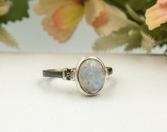 Rainbow Moonstone Sterling Silver Rings for Women