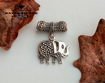 Marcasite Elephant Pendant: Sterling Silver Animal Charm
