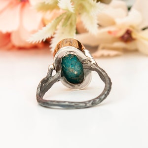Large Raw Turquoise Ring, Precious Stone, Dainty Ring, Turquoise Stacking Ring, Blue Teal Ring, December Birthstone Ring, Birthday Gift image 8