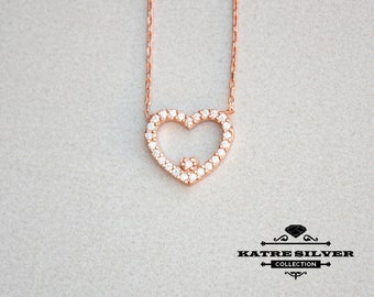 Dainty Heart Necklace: Rose Gold Plated Sterling Silver Pendant