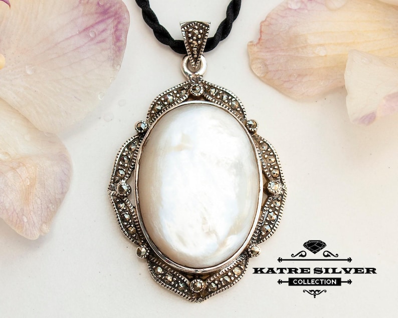 Large Shell Pendant: Handmade 925k Sterling Silver Necklace image 1