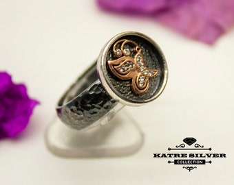 Handmade Sterling Silver Butterfly Ring: Adjustable Animal Ring