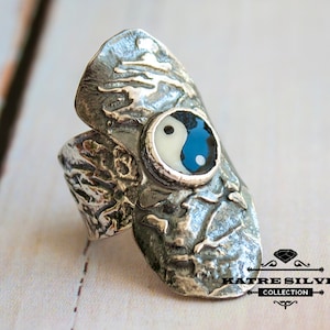 Yin Yang Ring, Yin Yang Gift, Spiritual Ring, Yoga Ring, Yin Yang Jewelry, Meditation Ring, Yin Yang, Adjustable Ring,Statement Ring,Vintage