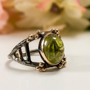 Green Oval Peridot Jewelry Dainty Anniversary Ring