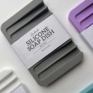 Porte-savon en silicone sans BPA Lavable au lave-vaisselle Fait main au Royaume-Uni Grey