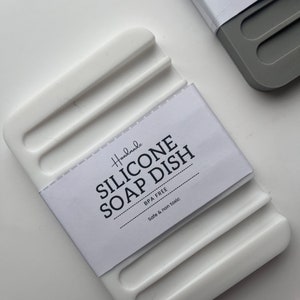 Porte-savon en silicone sans BPA Lavable au lave-vaisselle Fait main au Royaume-Uni White