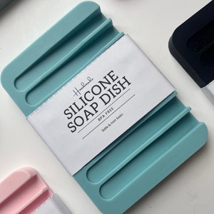 Porte-savon en silicone sans BPA Lavable au lave-vaisselle Fait main au Royaume-Uni Seaside Blue