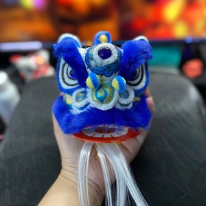 Birthday Gift, Lion dance, mini 12cm, handmade, blue