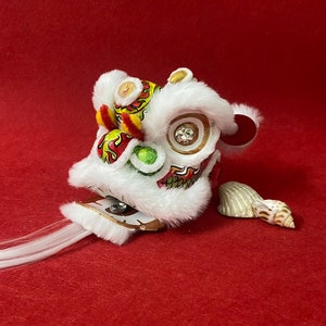 白赤緑獅子舞頭ミニ 12 cm、手作り
