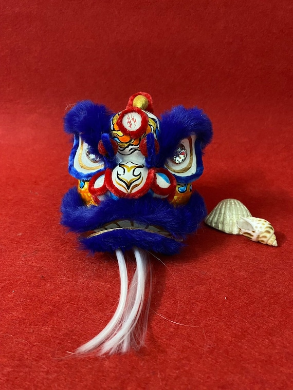 Blue-blue Orange Lion Dance Head Mini 12cm, Handmade - Etsy