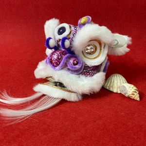 白紫獅子舞頭ミニ 12cm 手作り