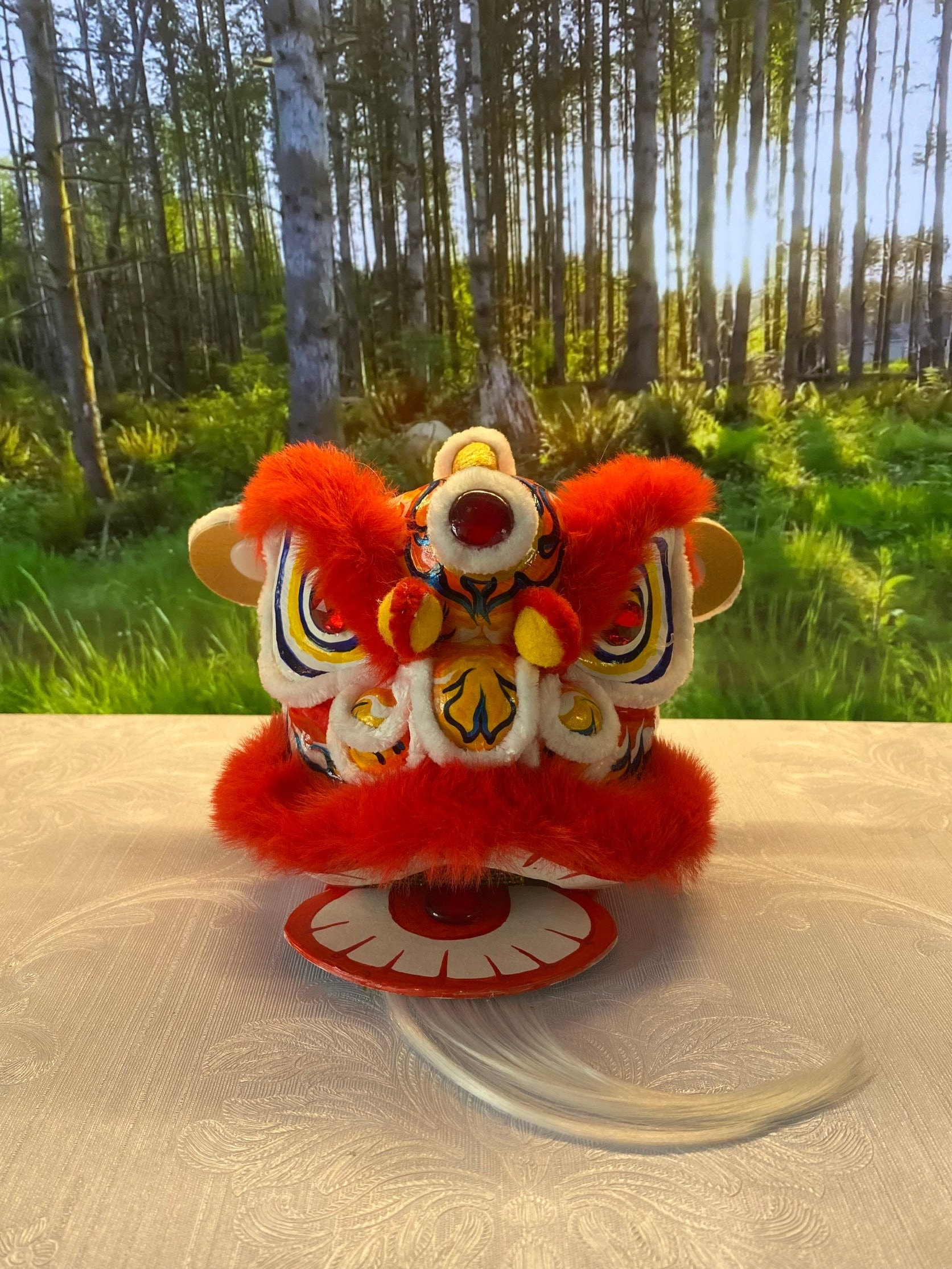 Red-white Lion Dance Head Mini 12cm, Handmade - Etsy
