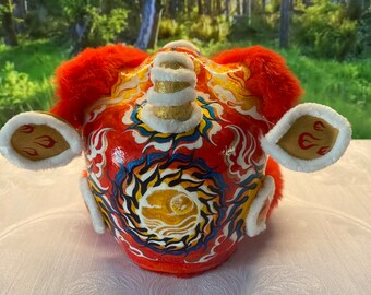 Red-white Lion Dance Head Mini 12cm, Handmade - Etsy