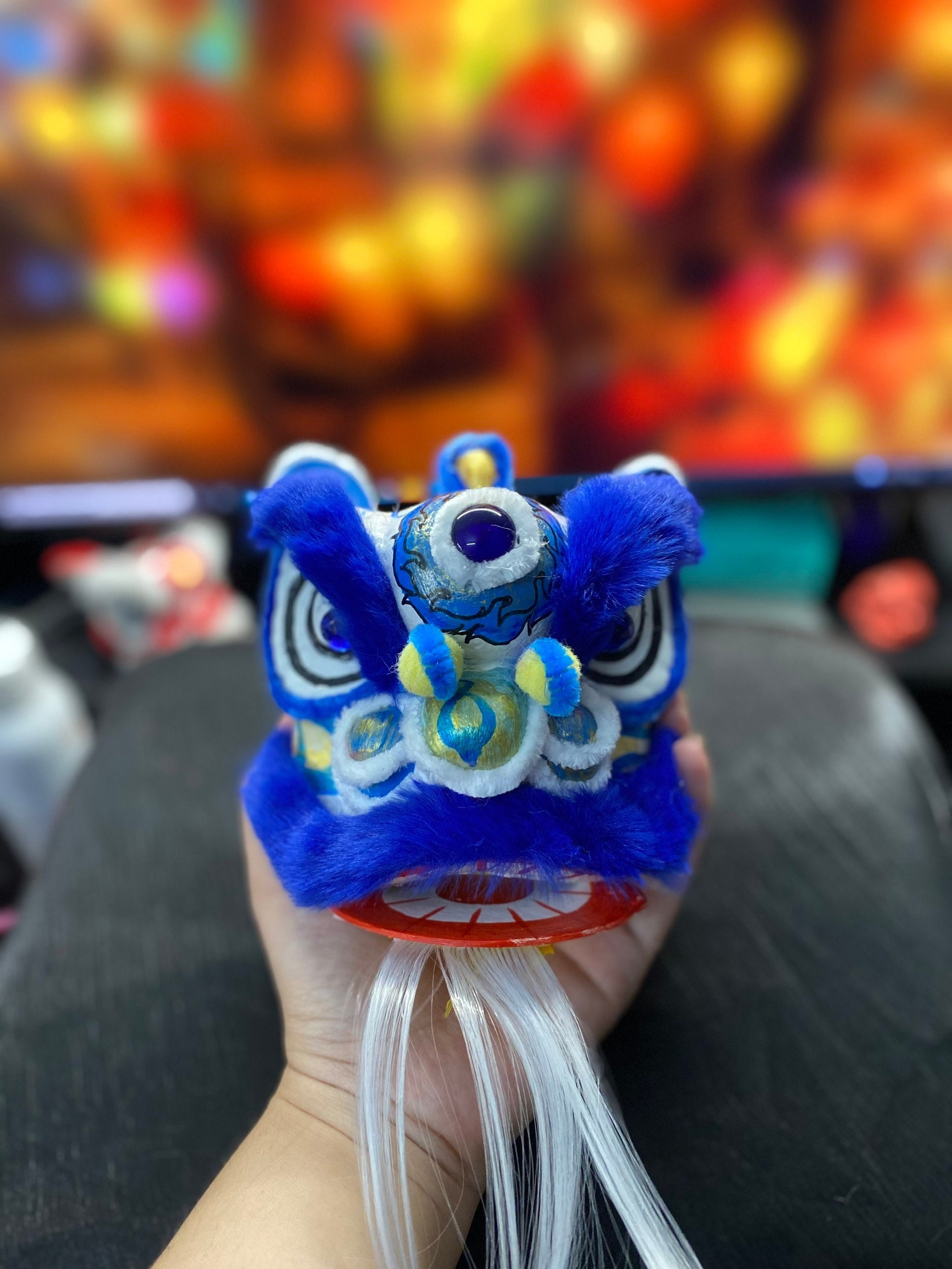 Birthday Gift, Lion Dance, Mini 12cm, Handmade, Blue Etsy