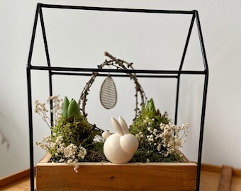 Decorative house | Metal house with wooden floor | Greenhouse | Black | Wood | Table decoration | Scandinavian | Simple