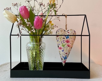 Decorative house | large | Metal house with metal floor | Greenhouse | Black | Metal | Table decoration | Scandinavian | Simple
