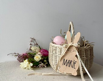 White Easter basket | Wicker basket | Easter bunny ornament | Decorative basket | Wicker basket | Treasure basket | Flower basket for weddings | Flower girl