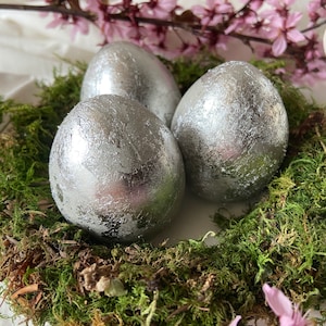 Concrete egg with silver | Easter egg | silver egg | Easter | Easter table | Easter decoration | Decoration | Invitation | Table decoration