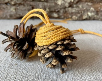 Conos de pino | para colgar | Cordel de yute | pequeño | 3-4cm