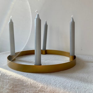 Candle holder Advent wreath Advent Christmas Winter Candles Gold metal ring Around mit stone Kerzen