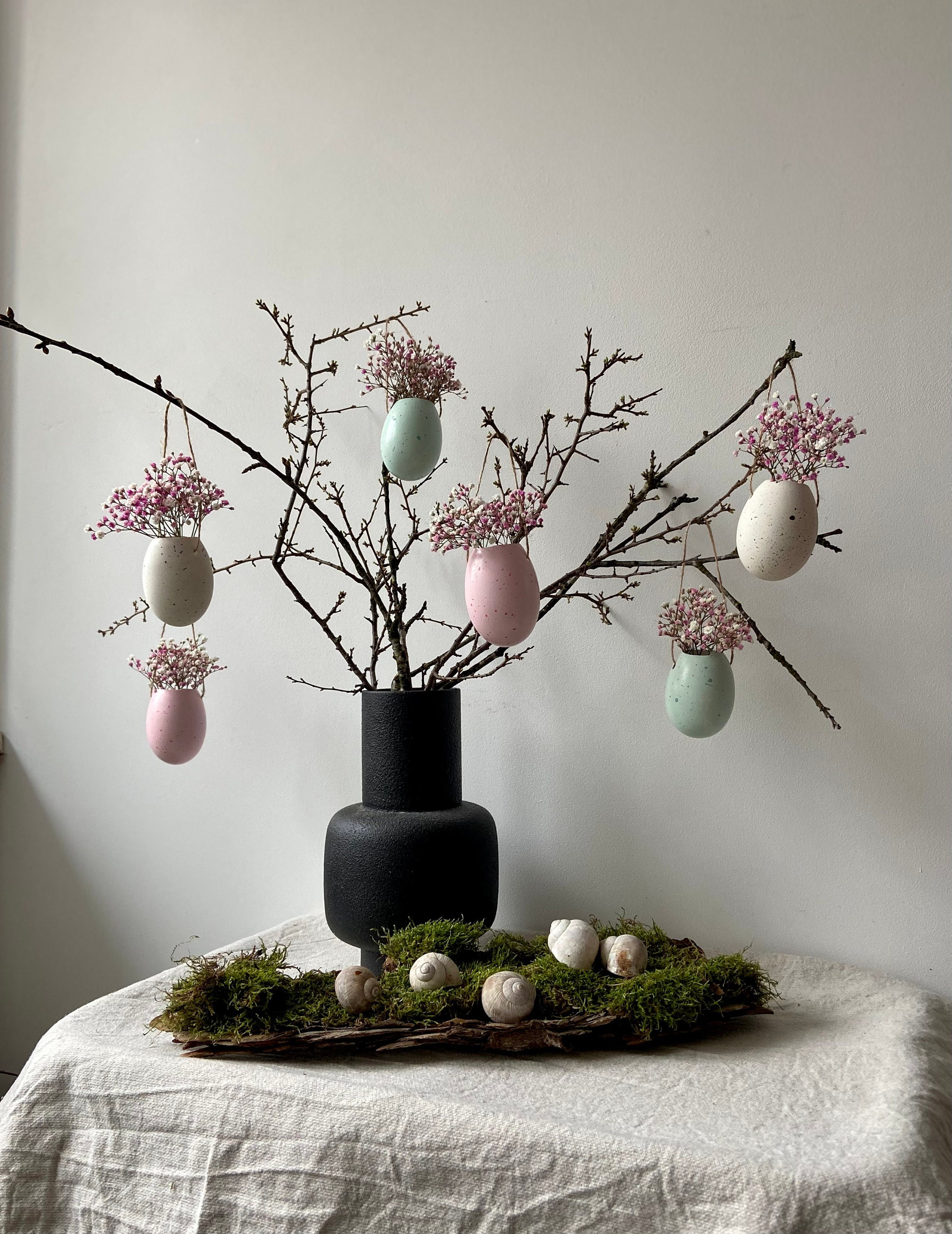 Gänseei | Pastell | Anhänger |Osterstrauch | Osterstrauß | Ostern | Deko | Osterei | Frühing | Osterdeko | hängende Vasen