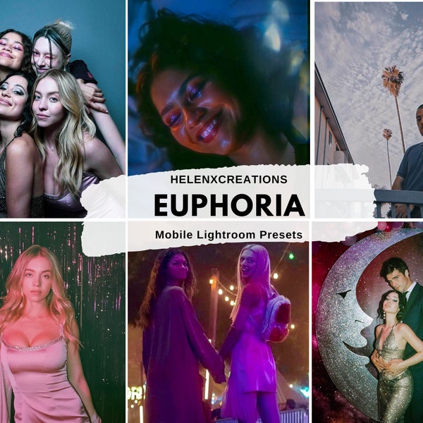 Euphoria Mobile Lightroom Presets, 6 Mobile Vintage Film Presets, Night Portrait City Photography, Neon Cyberpunk Vibrant Instagram Presets