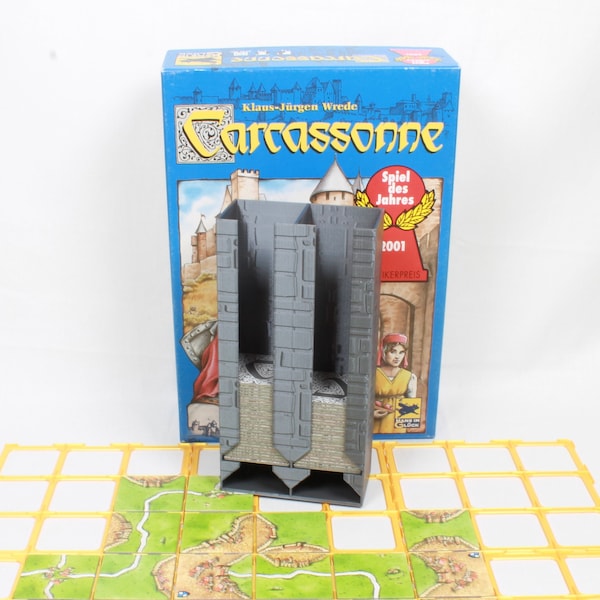 Plättchenturm passend für Carcassonne | 72 oder 144 Fliesen | praktische Aufbewahrung und einfaches Entnehmen der Kacheln