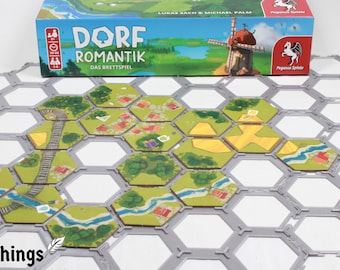 20 tile grids suitable for Dorfromantik | optimal hold due to plug-in connection | 7 tiles on each grid