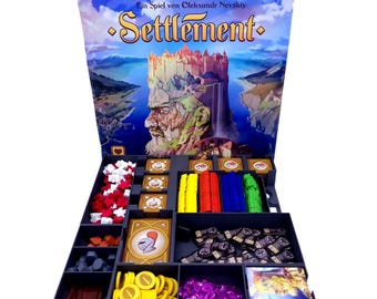 Einsatz passend für Settlement – Brettspiel Organizer für Ordnung, schnellen Aufbau und besseren Spielfluss