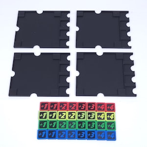 Spielerboards mit Token passend für Marvel Champions | 4 Boards und 32 doppelseitige Token | 4 verschiedene Farben